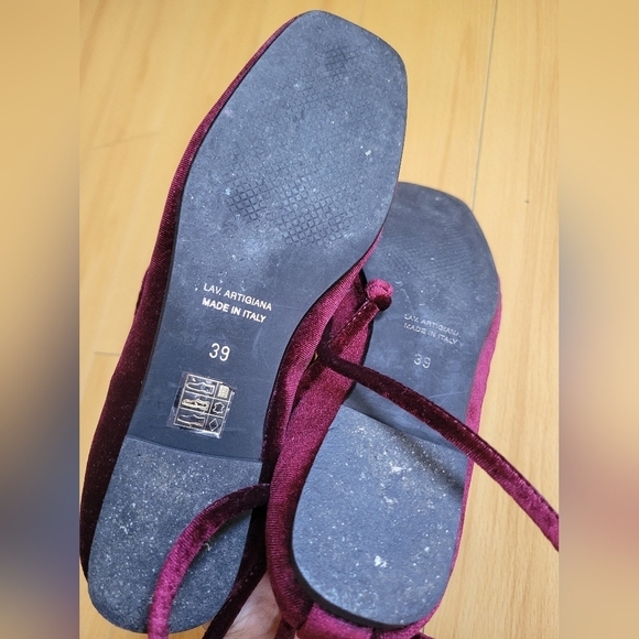 8 by Yoox Velvet Ballet Flats Burgundy EU 39-39.5 US 8-8.5 - Picture 7 of 9